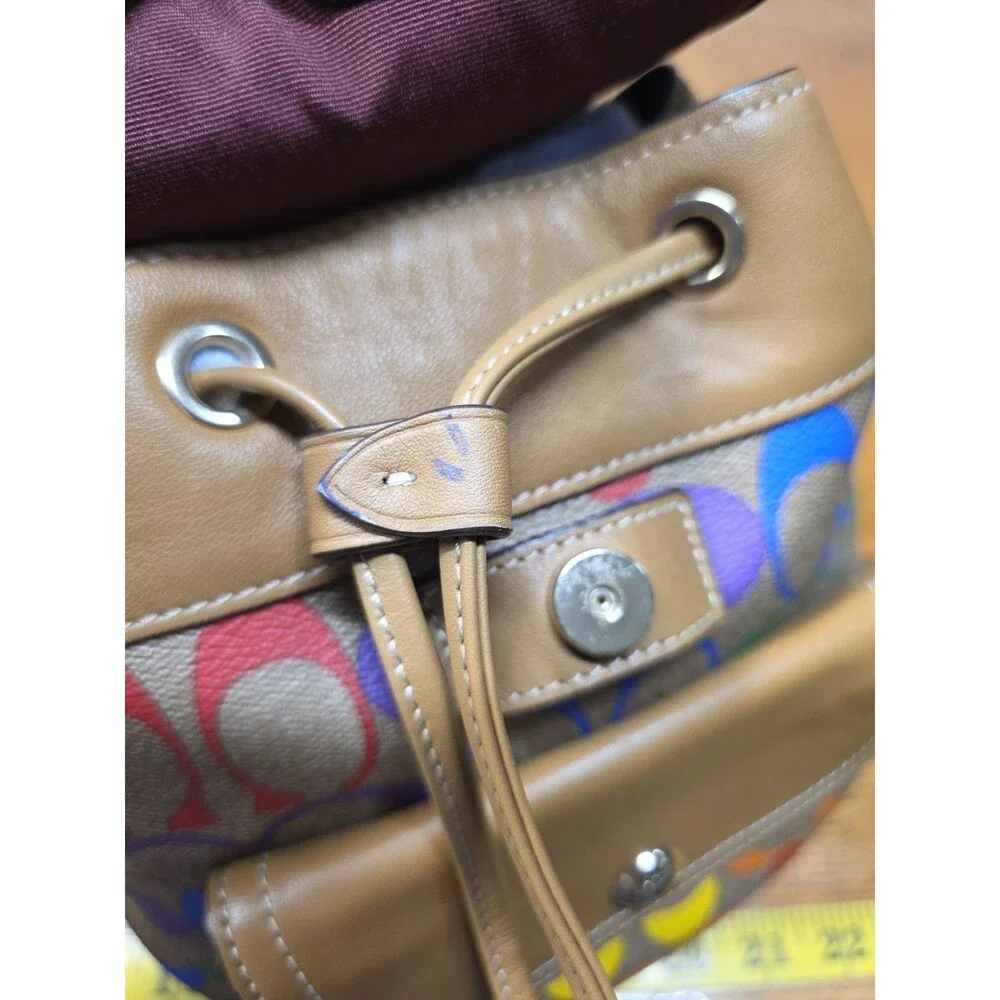Coach Pennie Backpack 22 Rainbow Signature Mini Backpack Leather W/Wallet